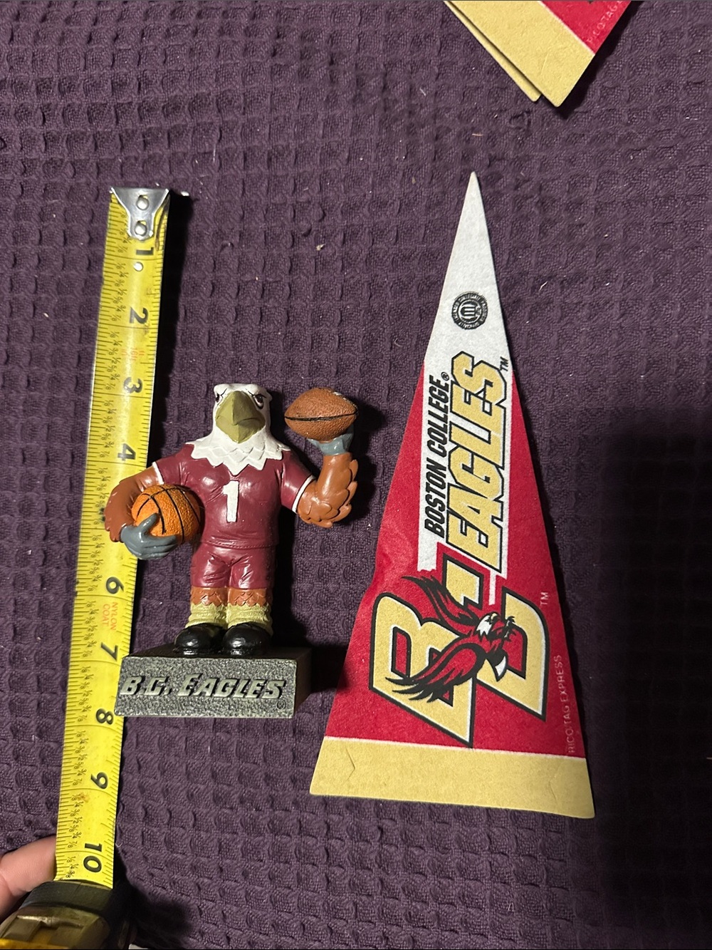 Boston College Eagles Maroon Mascot Figurine & Red Felt Pennant